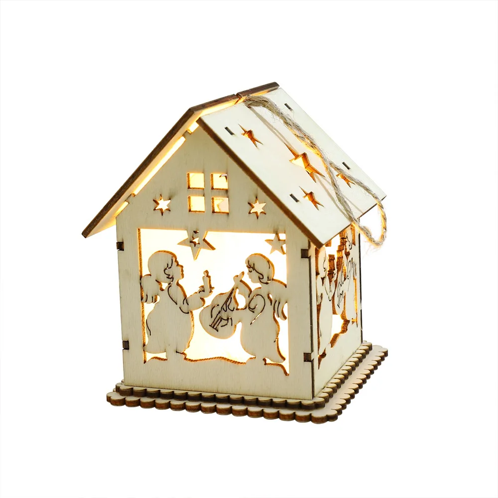 1 шт. Санта Клаус полноцветная светящаяся небольшой коттеджный домик