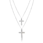 Женское многослойное ожерелье, цепочка серебряного цвета из прозрачного стекла, 2020, каменный крест кулон