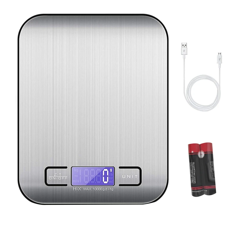 

Digital Kitchen Scales,10Kg /1G Food Scales, Stainless Steel Cooking Scales With Usb Rechargeable, Back-Lit Lcd Display