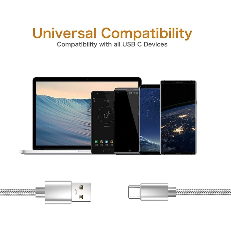 Кабель USB Type-C (2 шт./упаковка 3 фута) зарядный кабель C нейлоновый плетеный шнур для