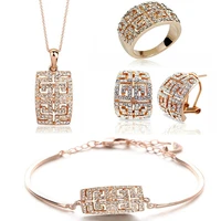 2021 new design hot sale gold color austria crystal jewelry set for women