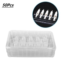 50pcsbox disposable plastic transparent ink cartridge needle holder bracket tray supply portables tattoos one needle holder