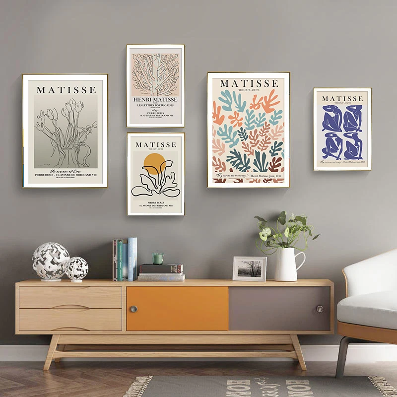 

Modern Home Decor Abstract Blue Nude Coral Leaves Art Henri Matisse Exhibition Poster Canvas Painting Cutouts Print Wall Picture