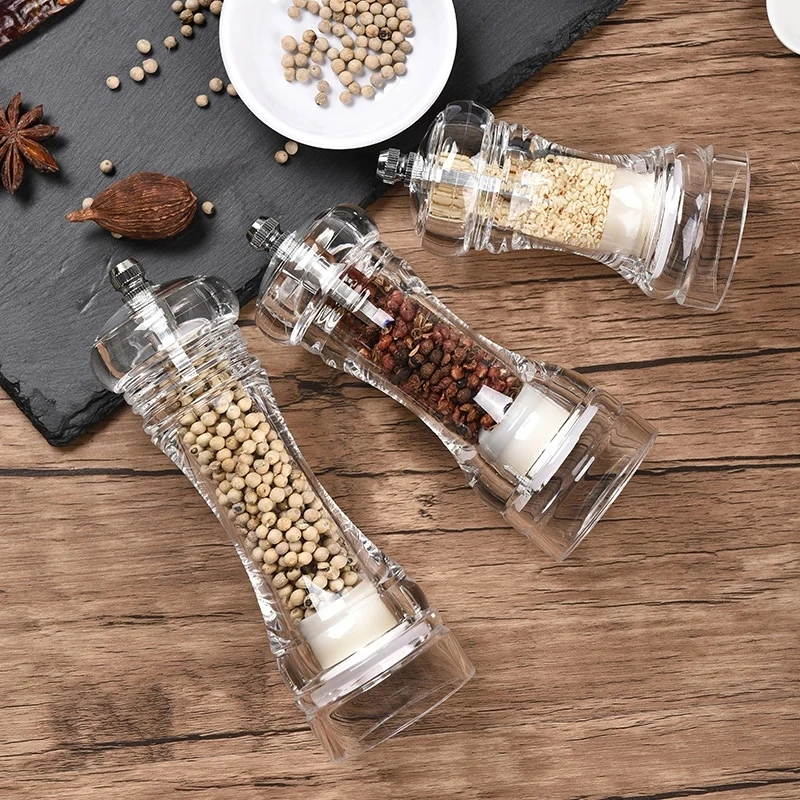 Acrylic Combo Pepper Mill and Salt Shaker with Adjustable Grinder Set Handheld Coarseness Seasoning Mechanism BBQ Tools | Дом и сад