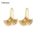 Позолоченные Модные Винтажные серьги в виде листьев гинкго для женщин, серьги-крючки, ювелирные аксессуары
