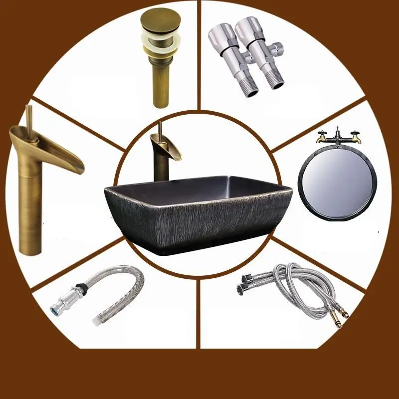 Number 1 Salle De Bain Black Wasbak Vanity Fregadero Lavandino Bagno Banyo Waschtisch Cuba Banheiro раковина для ванной Lavabo умывальник - Цвет: Number 1