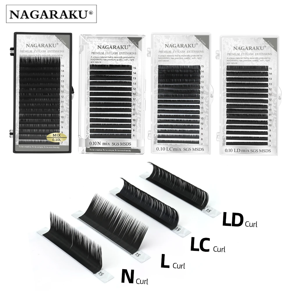 Накладные ресницы NAGARAKU Mix искусственные норковые Индивидуальные для макияжа 7-15
