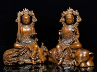 5 chinese boxwood seikos wood carving ma%c3%b1ju%c5%9br%c4%ab statue woodcarving of manjushri bodhisattva manjusri pu xian two bodhisattvas