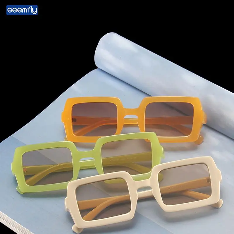 

Очки солнцезащитные Seemfly женские в ретро стиле, квадратные модные солнечные очки конфетных цветов с защитой от ультрафиолетовых лучей, зерк...