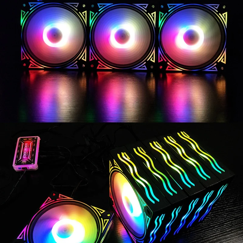 COOLMOON чехол для компьютера ПК вентилятор охлаждения RGB Регулировка 120 мм тихий +