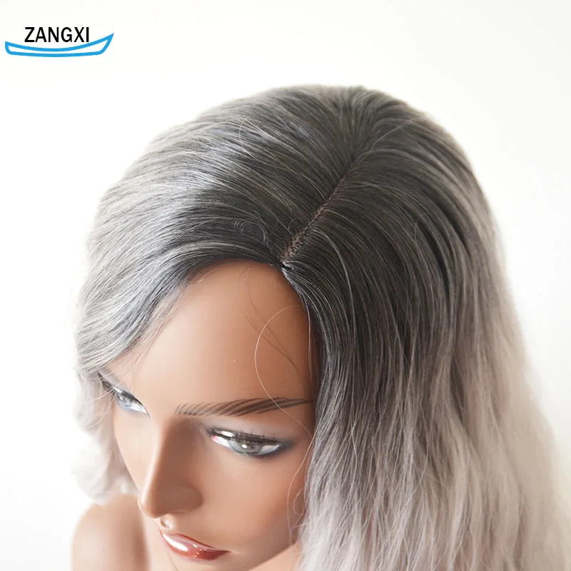 Парики из синтетических волос для женщин с эффектом омбре черными и белыми