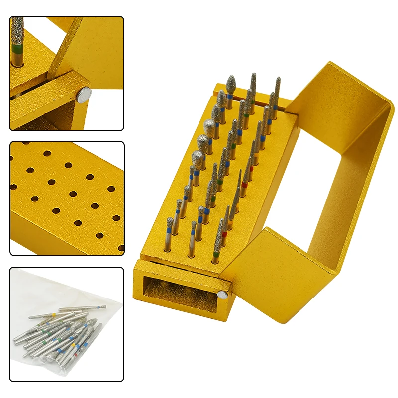 

30pcs/Set Dental Diamond Burs Drill Set High Speed Handpiece Dental Tool Aluminum Tooth Whitening Device Dental Polishing Tool