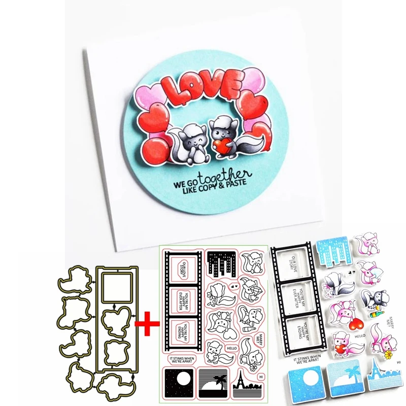 Милая Лисичка отправка Love Clear Stamp + Die Cut Fox & Story фраза штампы и 2020 для