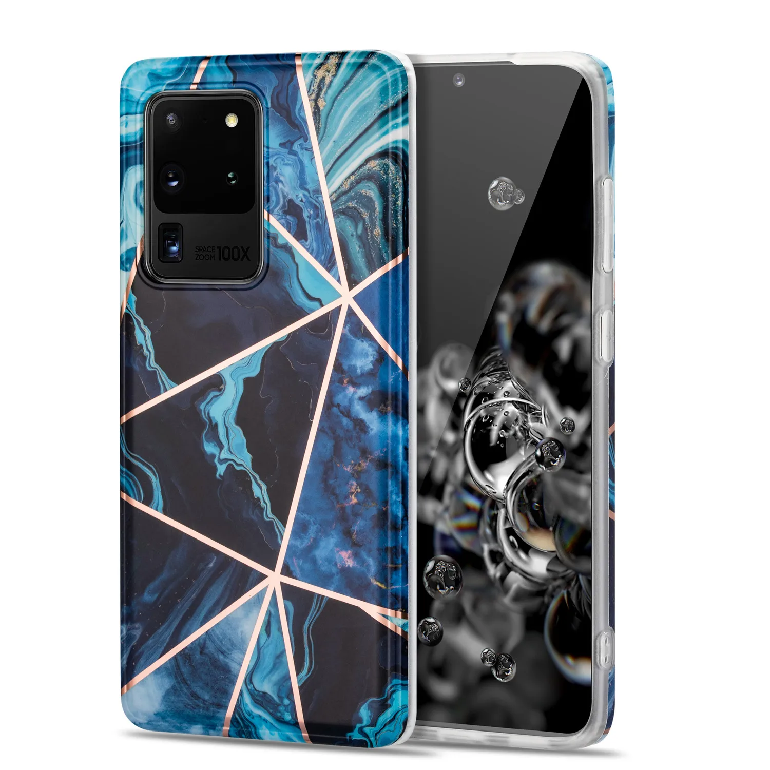 

Marble Stone Texture Phone Case For Samsung Galaxy S20 Fe A51 A71 5G Colorful Soft Plating Geometric Back Cover Silicone Cases