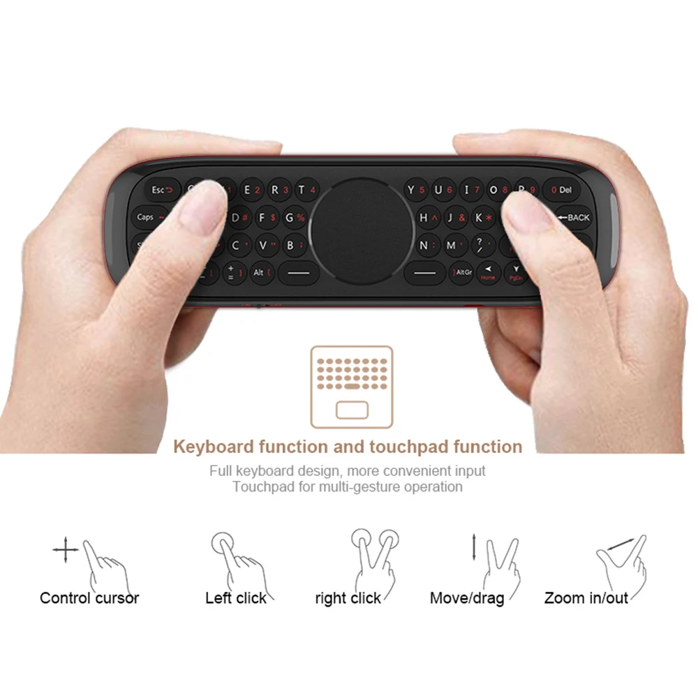 Беспроводная клавиатура Wechip W2 2 4G Air Mouse с сенсорной панелью инфракрасный пульт