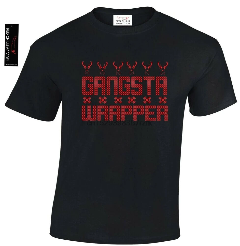 Гангста обертка Рождественская футболка секрет Санта подарок Рождество унисекс