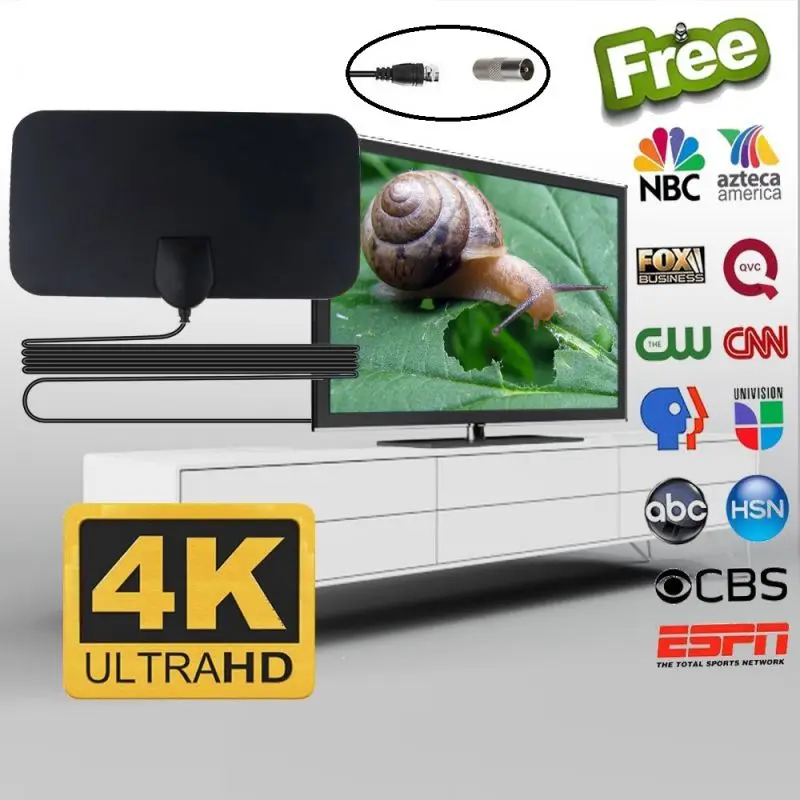 Комнатная цифровая ТВ-антенна 4K 20 дБ с высоким коэффициентом усиления усилитель