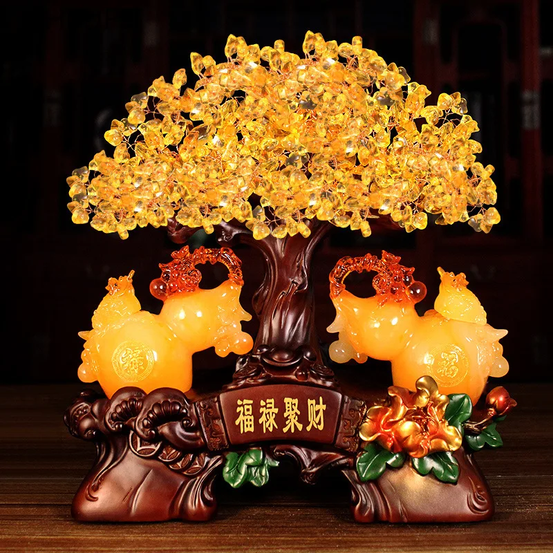 1 шт. очень большой золотой натуральный цитрин счастливое дерево для денег кошка