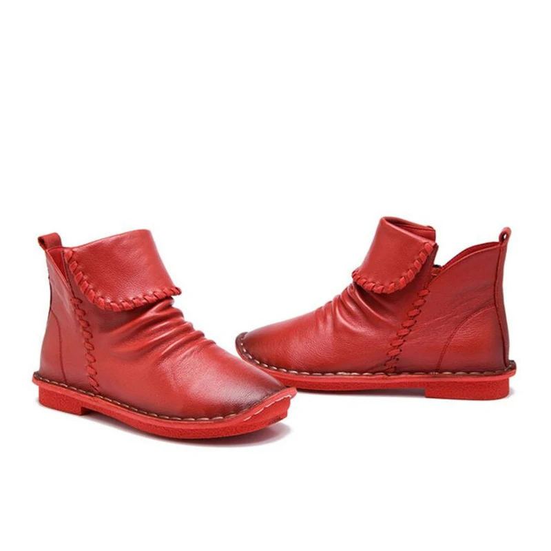 Женские ботильоны ручной работы YAERNI Винтажные ботинки из натуральной кожи в