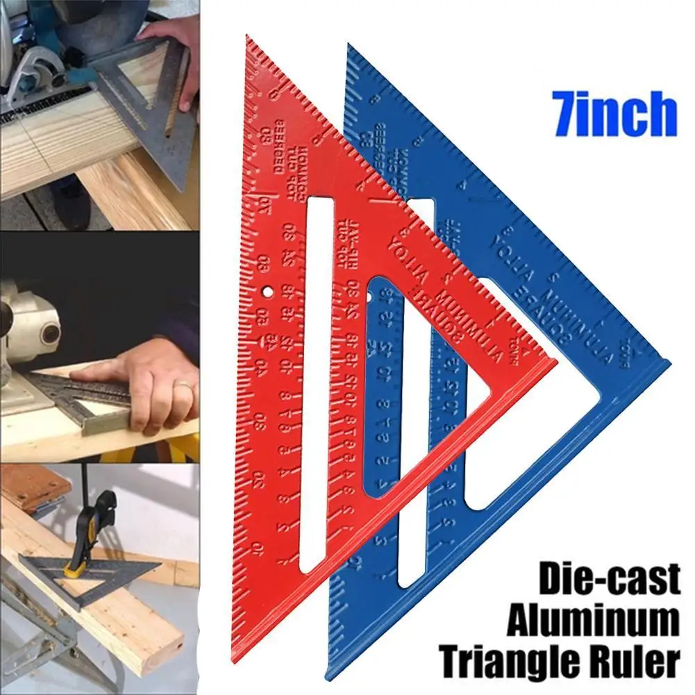 

7inch Cast Aluminum Triangle Ruler Measuring Tool Multifunction Thickened Woodworking Squares Rulers High Precision Alloy Plate