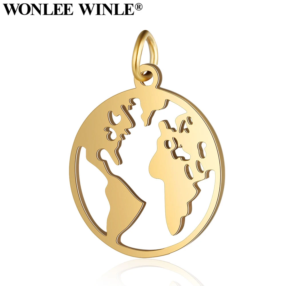 Wonlee Winle серебряное золото никогда не выцветает карта мира подвески из