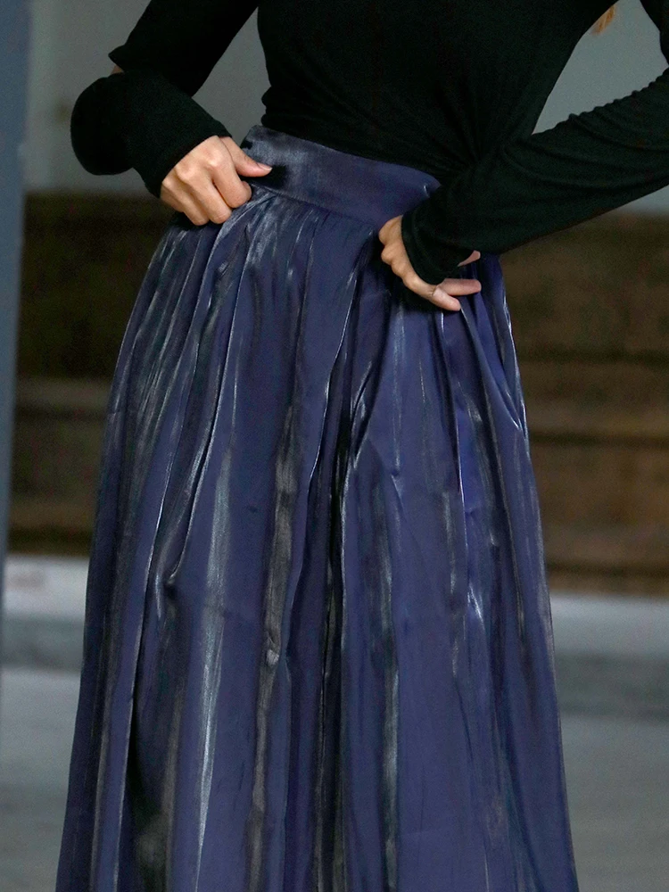 

XUXI 2020 Women New Thin Pants Wrinkle-covering Flesh, Gold Pants, Lazy Trousers, Matte Wide-leg Pants Women's High Waist FZ0788