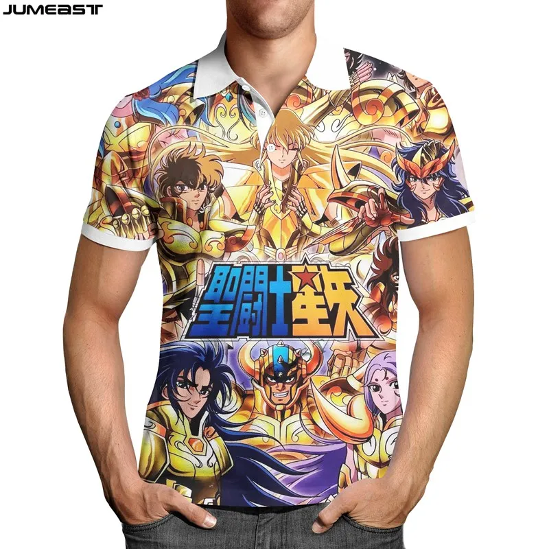 Бренд Jumeast Мужская и Женская толстовка с 3D принтом мультяшное аниме поло Saint Seiya