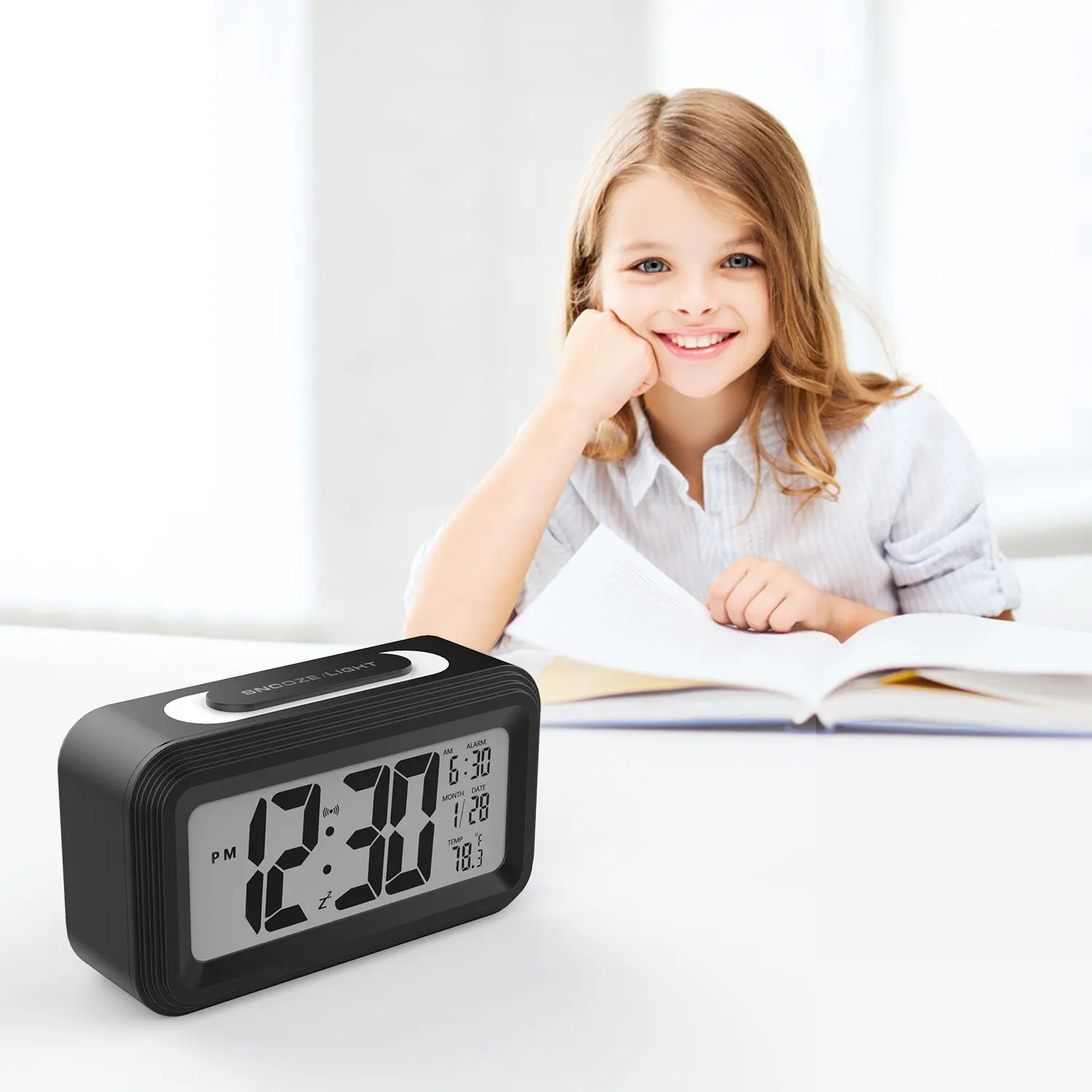 

Large Display With Calendar For Home Office Travel Table Clock Snooze Electronic Kids Clock LED Desktop Digital Clocks