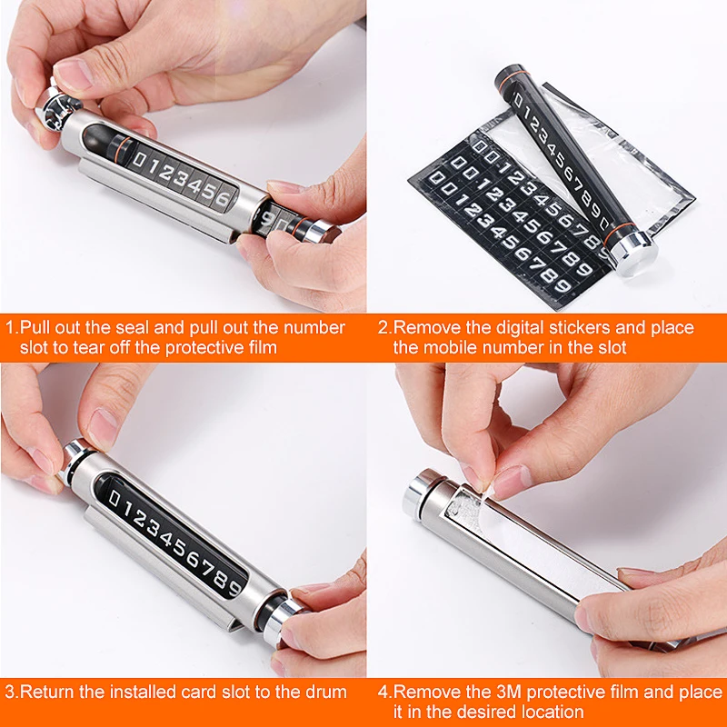 

Luminous Car Temporary Parking Card Phone Number Plate Magnetic Adsorption Design 3D Auto Mobile Phone Number Card Car Sticker