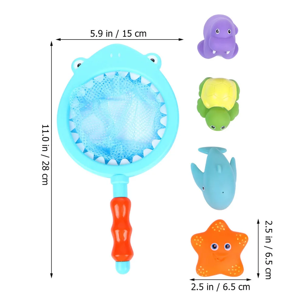

5pcs A Set Baby Fishing Shark Floating Discoloration Bath Time Toys Bathtub Toys Funny Water Spray