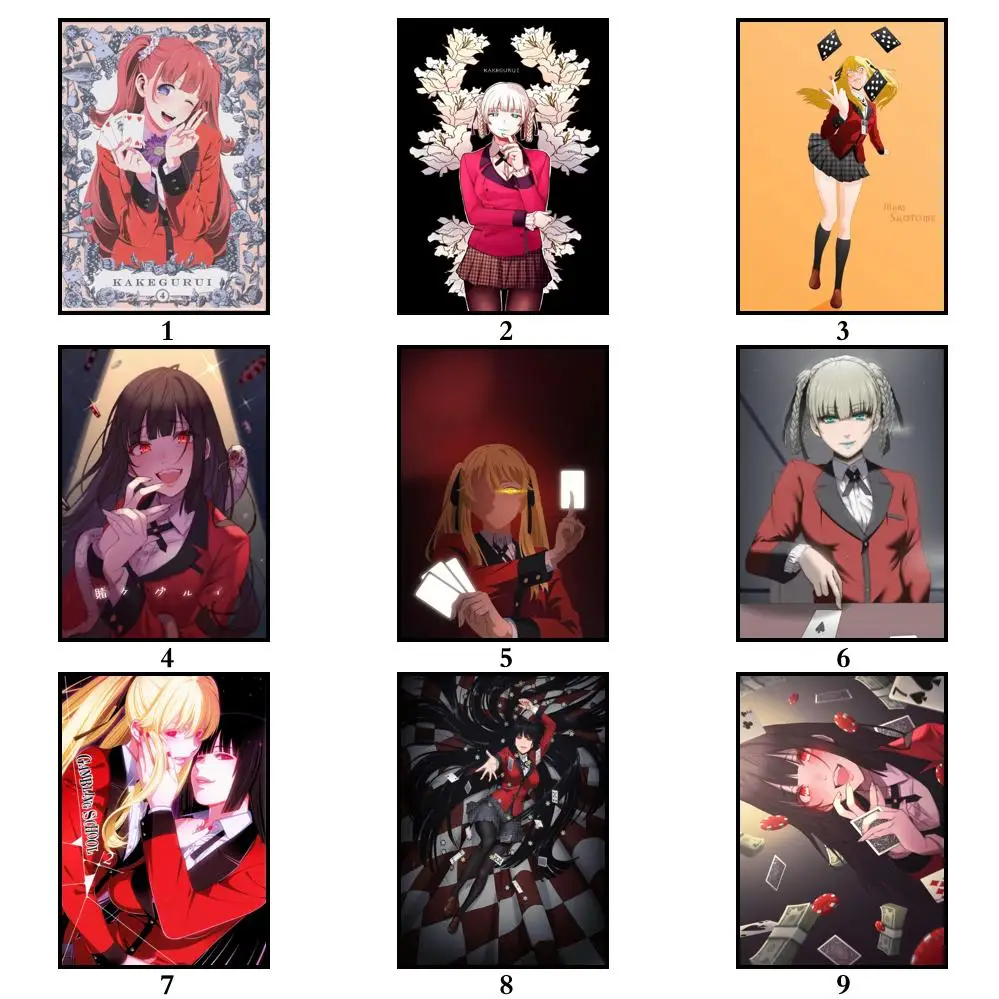 28 стилей на выбор Шелковый постер с художественной печатью аниме Kakegurui домашний