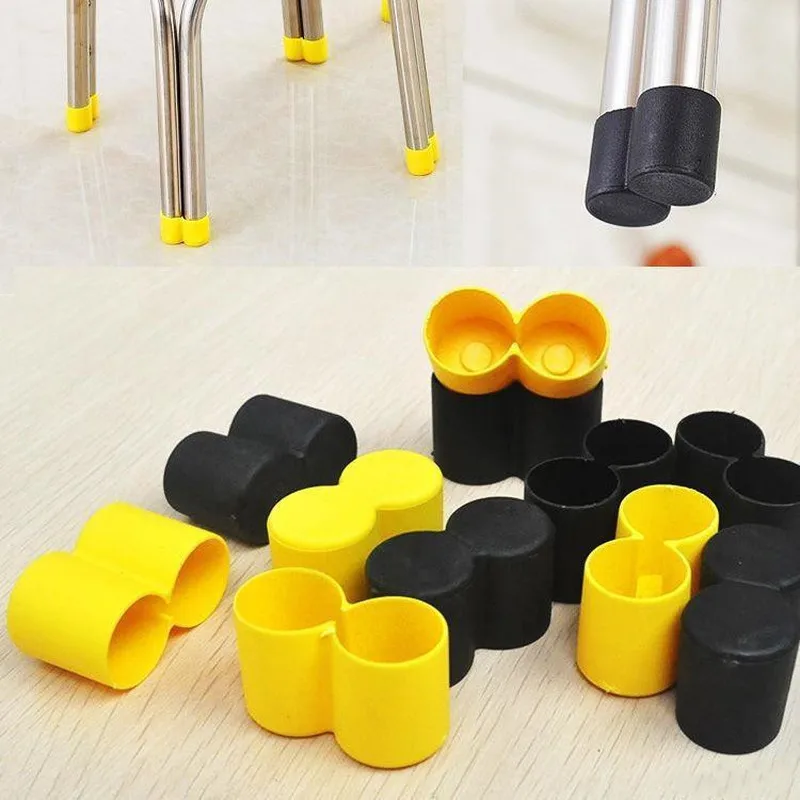 8pcs Double Round Tube Chair Conjoined Foot Cover Protection Plastic Tube Plug 19/22mm Single Tube Chair Rubber Plug Foot Cover