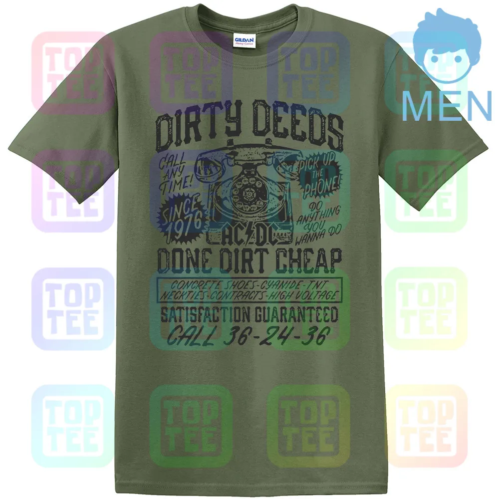 AC/DC Dirty deades Dirt дешево взрослая футболка тяжелый металл музыка - Цвет: MEN-ARMY GREEN