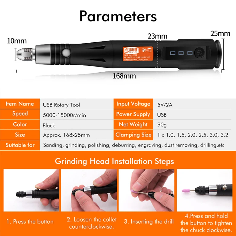 

USB Power Supply Mini Grinder Drill With 105/161Pcs Rotary Tools Accessories Handheld Electric Grinding Machine Engraving Pen