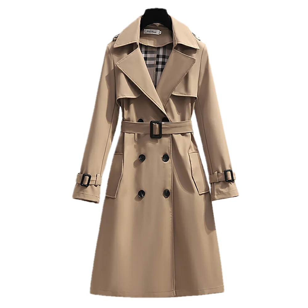 

S - 4XL New Spring England Style Women Windbreaker Loose Medium and Long Elegant Belt Coat Female Casual Long Trench Coats Mujer