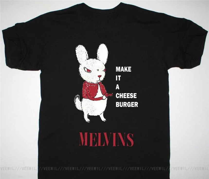 Мелвинов Cheesburger черные мужские летние футболки осадка Stoner рок группа 100%