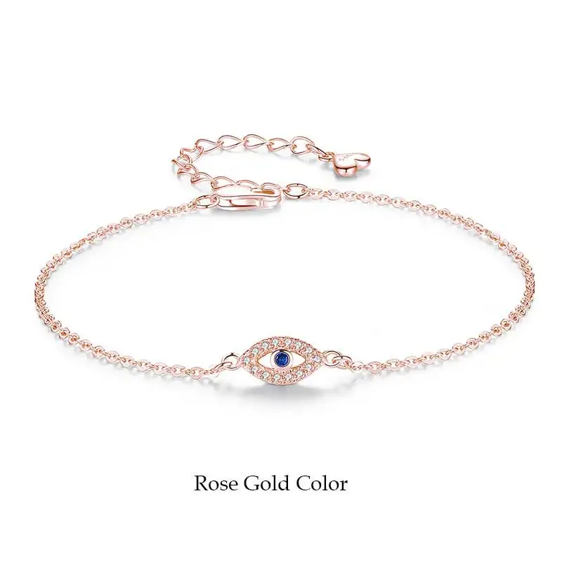 Rose Gold Color TONGZHE женские браслеты из стерлингового серебра 925 CZ Ювелирные изделия сглаза браслет удача Турция для пары браслеты для женщин Pulsera - Окраска металла: Rose Gold Color