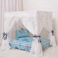 High-End Fashion Pet Bed Iron Frame Art Dog Bed Fresh Series To Send Lace Bed Curtain And Bedding