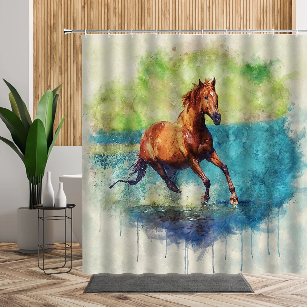 

Funny Cute Animal Bathroom Shower Curtain Parrot Bath Screen 3D Cartoon Children Waterproof Home Decoration Fabric Curtains Sets