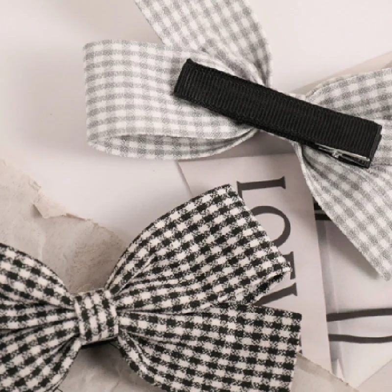 

New Women Girls Cute Plaid Bow Hairpins Sweet Hair Clips Headband Barrettes Lovely Hair Ornament Fashion Hair Accessories