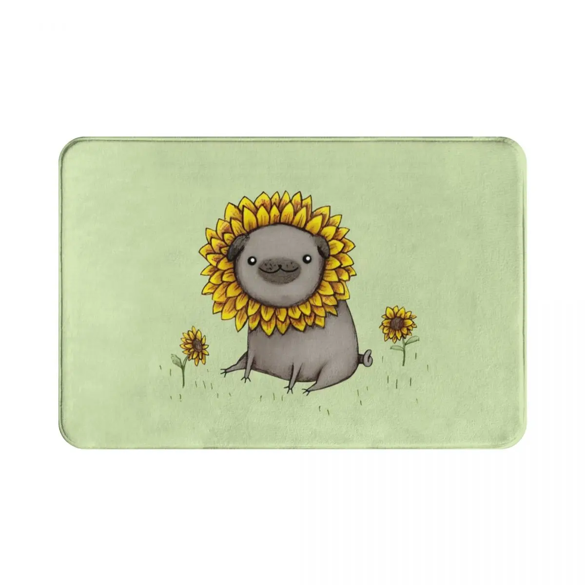 

Напольный коврик Pugflower из полиэстера, нескользящий прочный Впитывающий Коврик для ног, для коридора, кухни, спальни, балкона, туалета