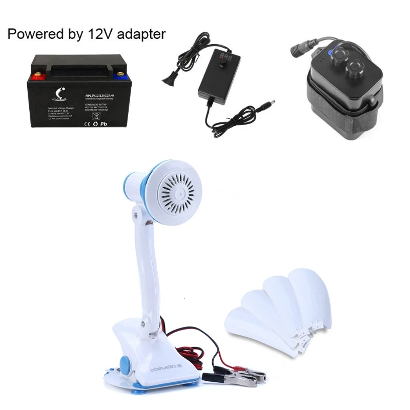 

95AF 12V 16.5inch Car Ceiling Fan Clip On Portable Vehicle Fan Truck RV SUV Home Camper Fan Household Bed Hanging Fan