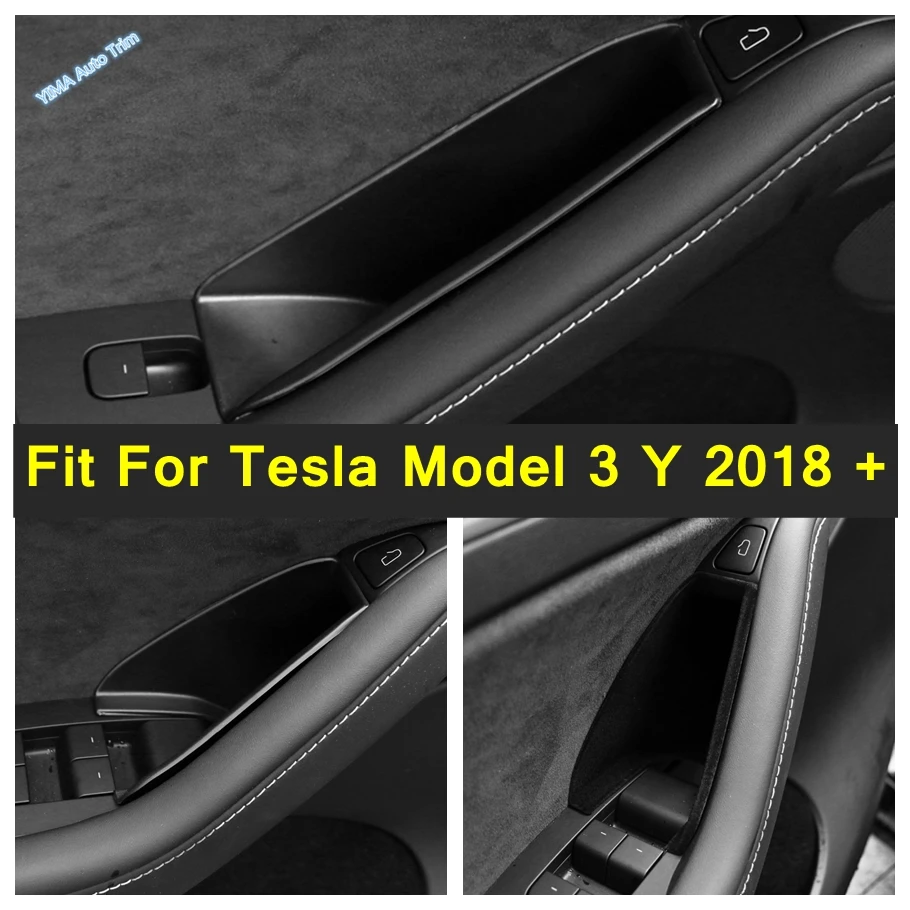 

Auto Door Side Armrest Container Holder Tray Storage Box Fit For Tesla Model 3 Y 2018 - 2022 Black Interior Tidying Accessories