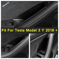 auto door side armrest container holder tray storage box fit for tesla model 3 y 2018 2022 black interior tidying accessories
