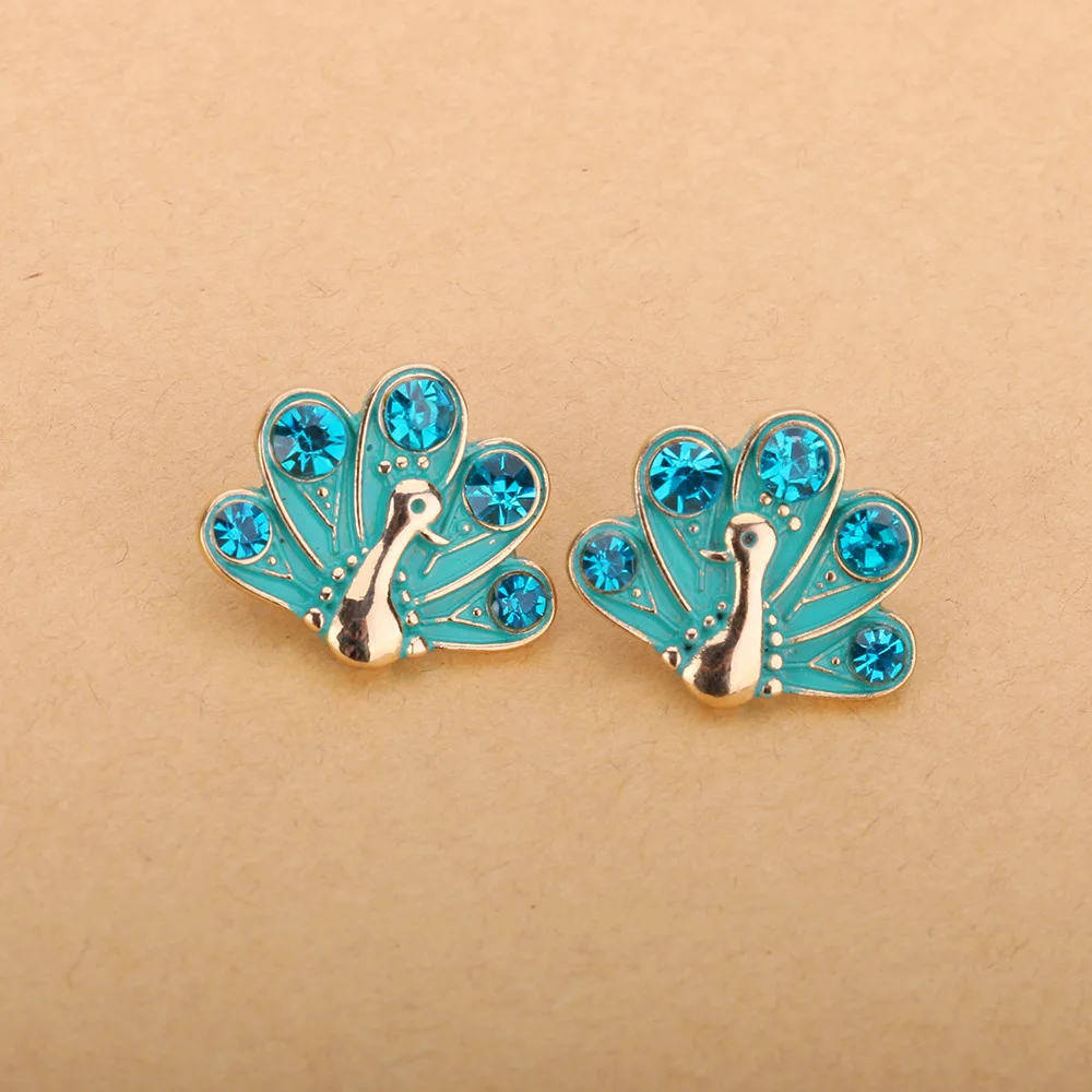 Креативные серьги гвоздики с павлиньими кристаллами для женщин модные ювелирные