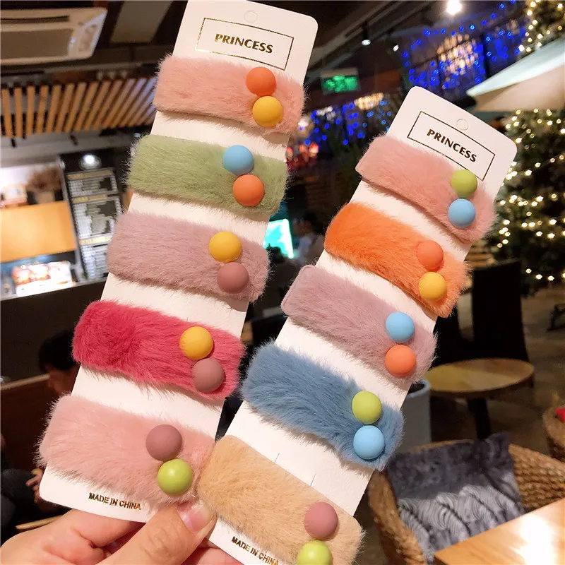 Модные заколки для волос с помпонами зимние квадратные аксессуары женщин и