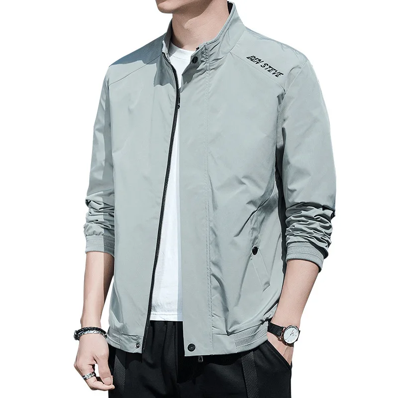 

Men's 2021 spring and autumn new street fashion men's jacket Korean leisure youth stand collar Long Sleeve Jacket