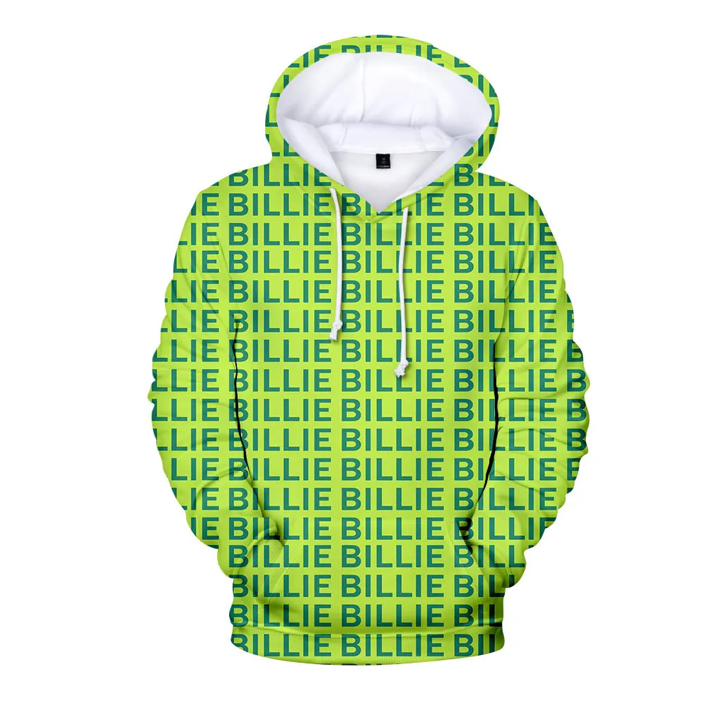 Kpop одежда Billie Eilish зеленая толстовка с капюшоном штаны футболки женская уличная одежда Bad Guy 3D принт новое пальто с надписью Топы футболка костюм - Цвет: Hoodie