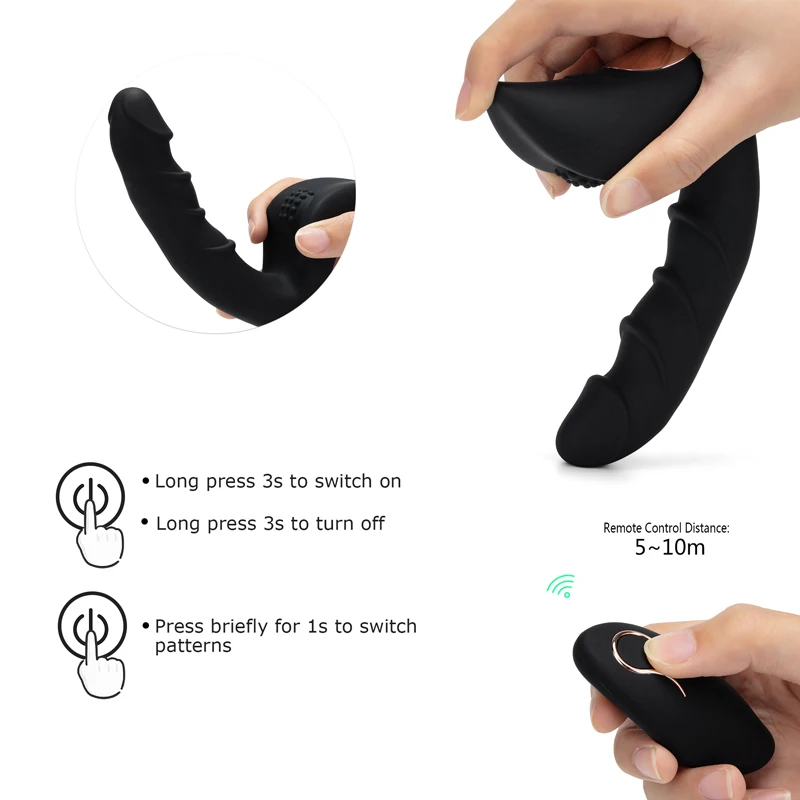 Handheld Rechargeable Electric Massager with Remote Control Waterproof Cordless Vibrating Stimulator Plug 10 Vibration Mode |