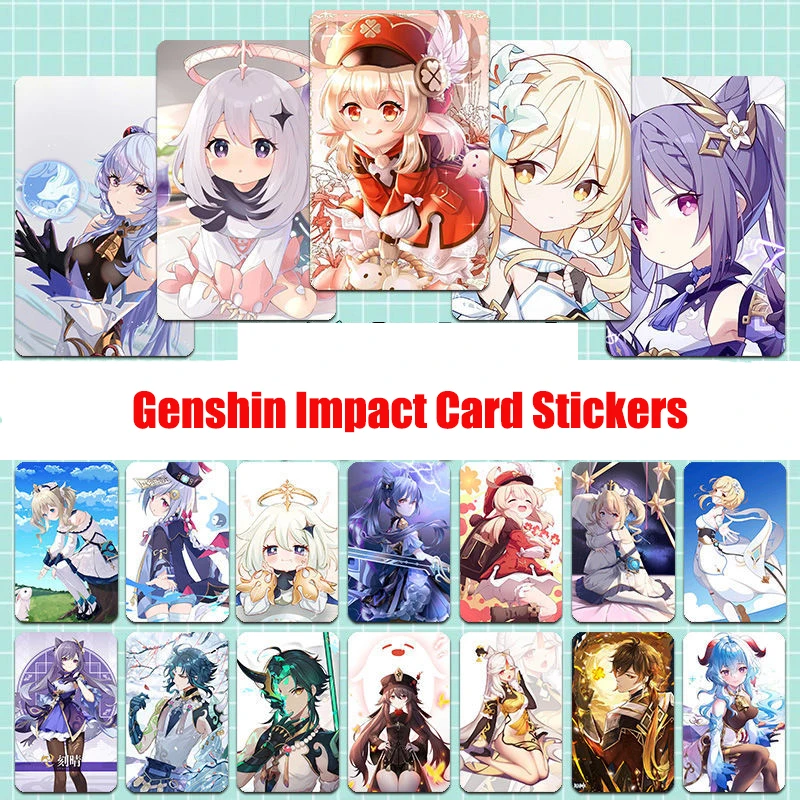 

Anime Genshin Impact Zhongli Klee Hutao 10Pcs Picture ABS Student ID Bus Bank Card Stickers Cover Stickers Decor Cosplay Gift